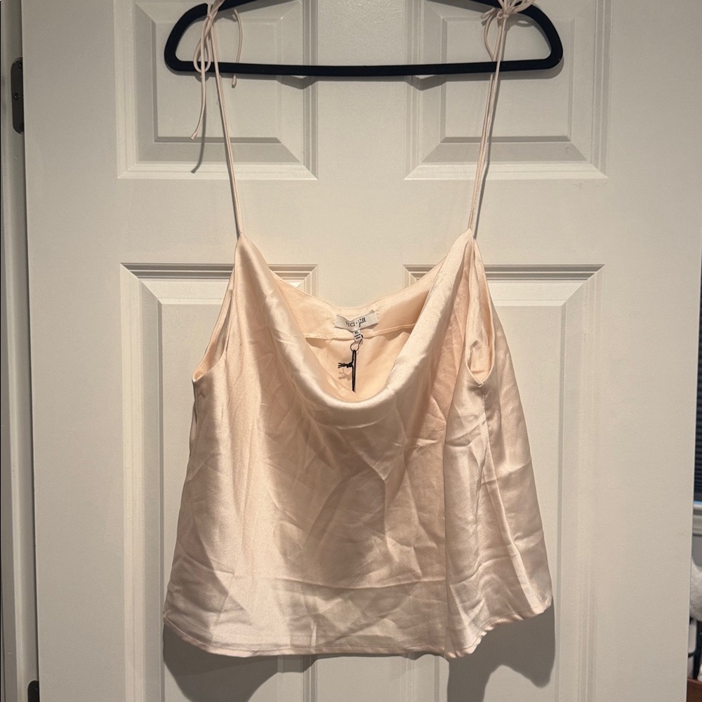Vici Cream Satin Cowl Neck Top